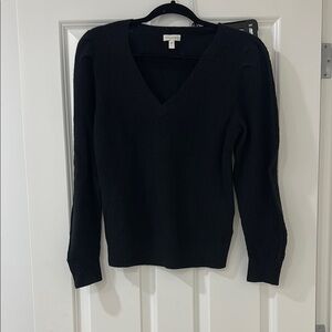 Garnet Hill Black V-Neck Sweater